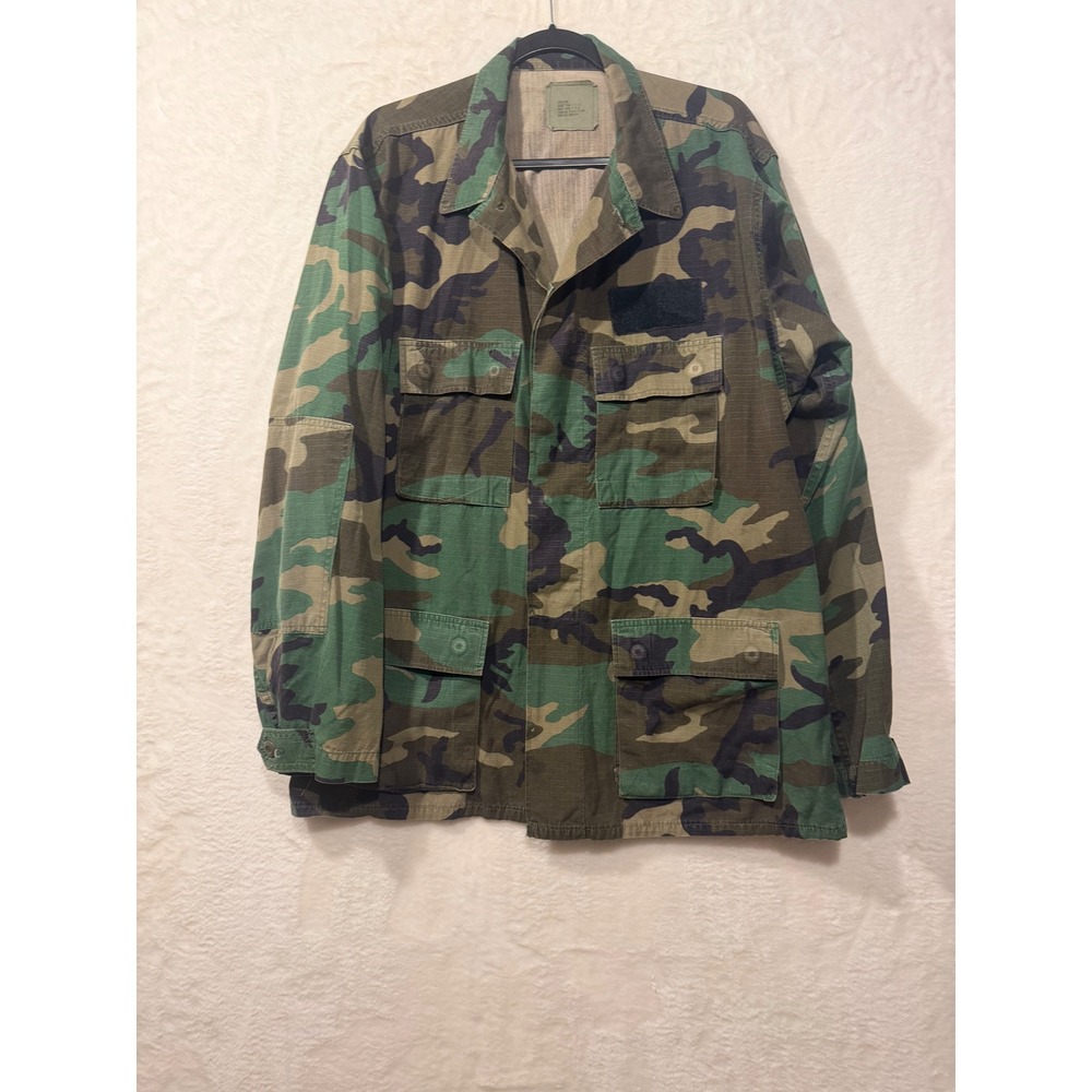 US Military BDU Field Jacket Woodland Camo Ripstop Large Long 8415-01-184-1336